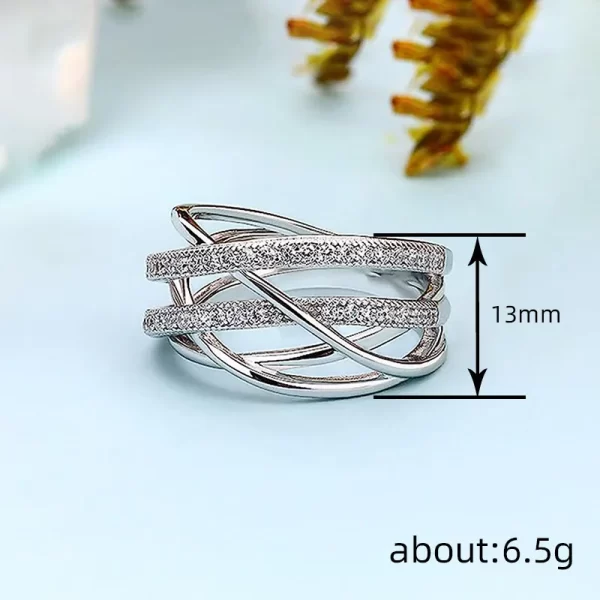 Bague croisée en argent Sterling 925 pour femmes, cristal brillant CZ, mode moderne, bagues féminines, usage quotidien, bijoux de déclaration de fête – Image 6