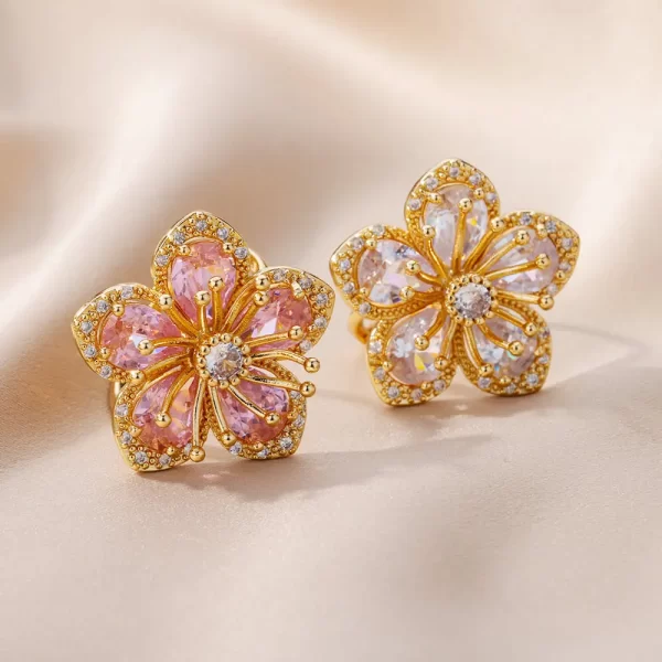 Bagues à fleurs en Zircon couleur or pour femmes et filles, bague élégante en acier inoxydable, bijoux floraux, tendance, luxe, esthétique, Style 2025 – Image 7