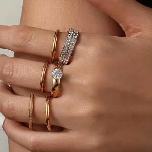 Ensemble de bagues en acier inoxydable 316L pour femmes, accessoire de bijoux de doigt en Zircon de luxe, tendance, nouvelle collection 2025