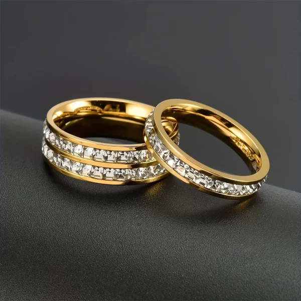 Ensemble de bagues en acier inoxydable 316L pour femmes, accessoire de bijoux de doigt en Zircon de luxe, tendance, nouvelle collection 2025 – Image 6