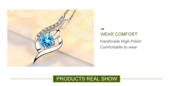 ZDADAN 925 argent bleu cristal collier chaîne pour femmes bijoux de mariage – Image 3