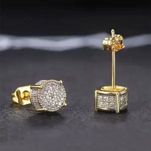 Boucles d'oreilles rondes couleur or argent pour femmes/hommes, boucles d'oreilles à 4 griffes en strass brillant, Punk, Design de luxe, bijoux cadeau