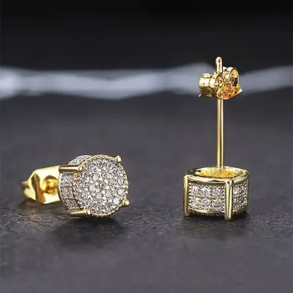Boucles d'oreilles rondes couleur or argent pour femmes/hommes, boucles d'oreilles à 4 griffes en strass brillant, Punk, Design de luxe, bijoux cadeau