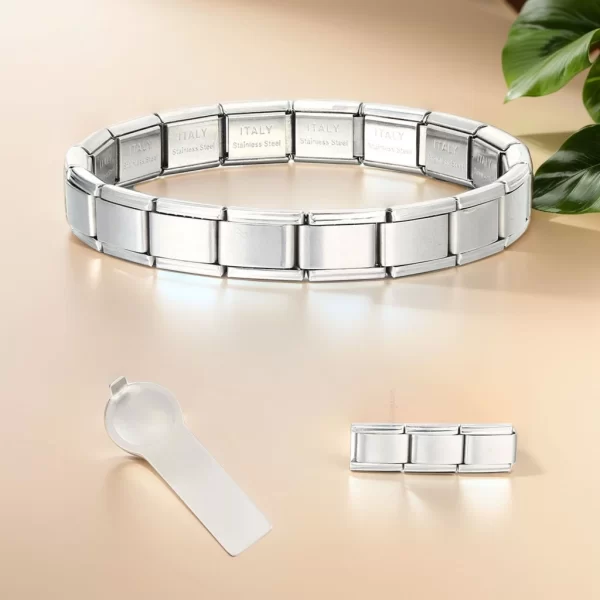 Bracelets à breloques italiens, chaîne de base, en acier inoxydable, Modules assemblés polyvalents, cadeau idéal, universel, 9mm, livraison directe