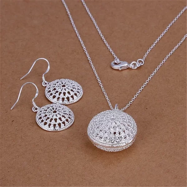 Breloques de mariage en argent Sterling 925, joli pendentif, collier, boucles d'oreilles, ensemble de fête pour femmes, qualité supérieure estampillée – Image 5