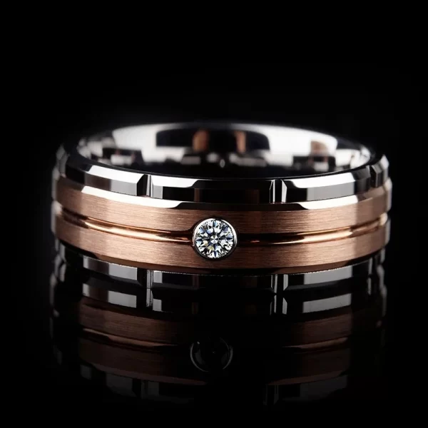 Bague creuse en métal de luxe pour femme, motif carapté, document en or rose, Charbon, Couple, fiançailles, bijoux de mariage, patients, 1 pièce – Image 2