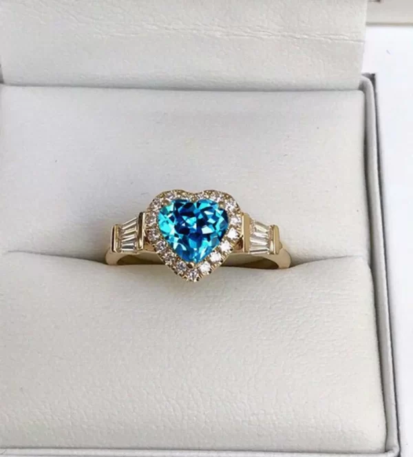 Bague en forme de cœur en or pour femme, élégante, noble, incrustée de blanc, matiques de mariage sur le charbon, bijoux de fiançailles, mariée, mode – Image 4