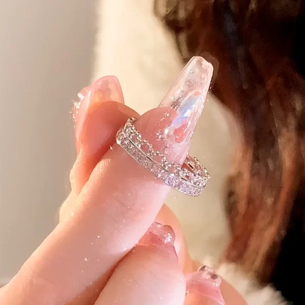 Bague coeur œil de chat réglable pour femme, bague coeur de pêche, matiques en cristal, design haut de gamme, cadeau de bijoux de fête de mariage, mode – Image 15