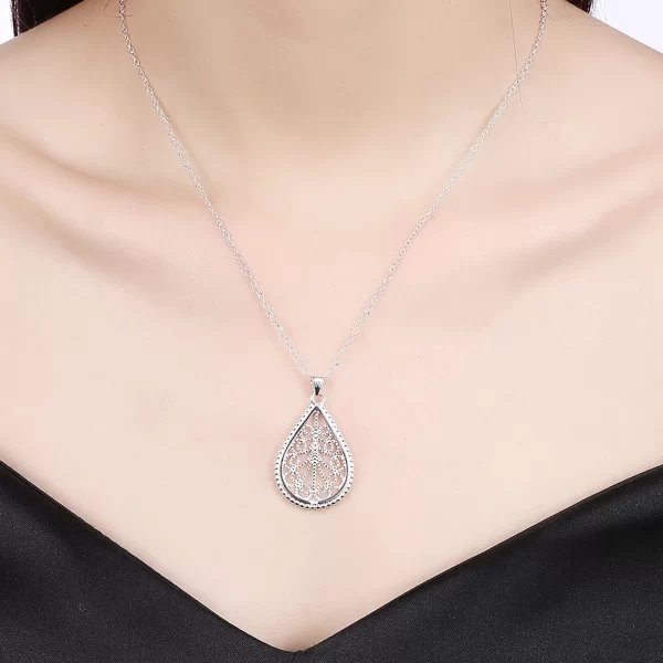 Fine 925 en argent sterling élégant motif de goutte d'eau pendentif collier boucle d'oreille pour les femmes de luxe mode fête de mariage ensembles de bijoux – Image 4