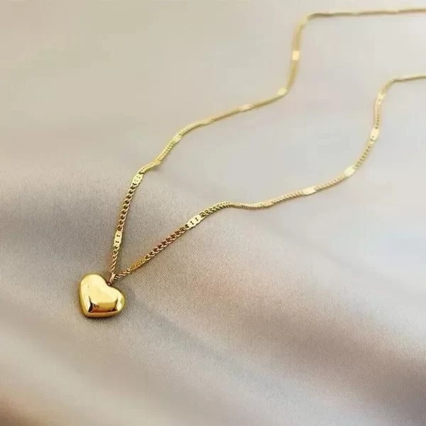 Chaîne de Cavicule pour Couple transfrontalier, géométrique en forme de cœur, léger, tempérament de luxe, Simple, doux, pendentif d'amour, collier, bijoux, nouvelle collection – Image 2