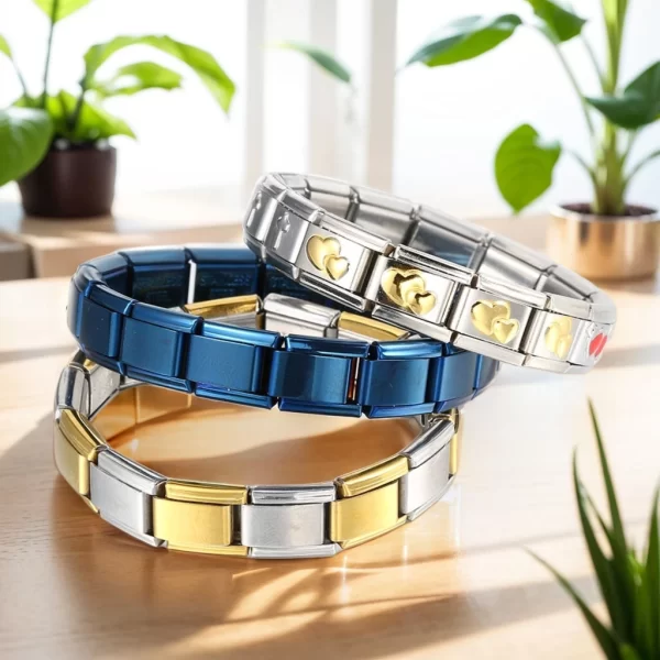 Bracelets à breloques italiens, chaîne de base, en acier inoxydable, Modules assemblés polyvalents, cadeau idéal, universel, 9mm, livraison directe – Image 2