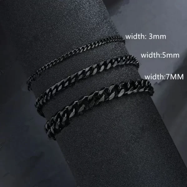 Wannee nouveau Bracelet à chaîne cubaine à la mode pour hommes classique en acier inoxydable 3 5 7mm de largeur Bracelet à chaîne pour hommes femmes bijoux cadeau de fête – Image 4
