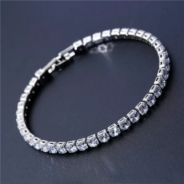 Bracelet de Tennis de luxe hip hop glacé en zircone cubique de 4mm, plaqué or et argent, chaîne unisexe, accessoire de bijoux pour femmes et hommes – Image 5