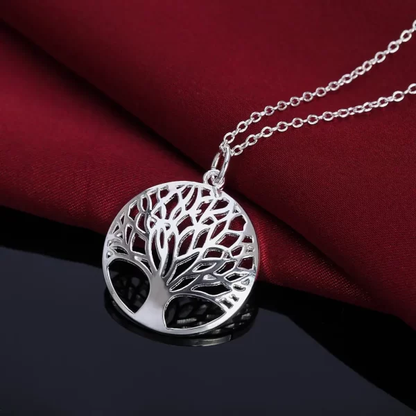 Ensemble de collier et boucles d'oreilles rondes en argent Sterling 925 pour femmes, ensemble de bijoux de mariage et de noël à la mode – Image 4