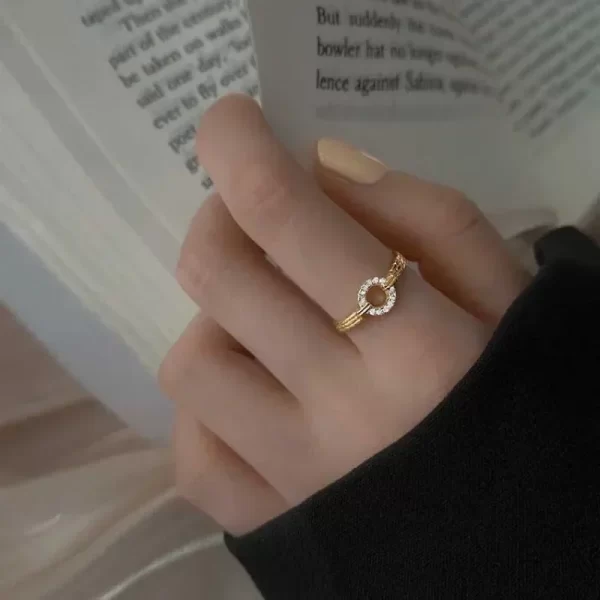 Bagues ouvertes classiques en chaîne torsadée pour femmes, Zircon en acier inoxydable, anneau de Couple enveloppé torsadé géométrique, bijoux esthétiques de mariage – Image 6