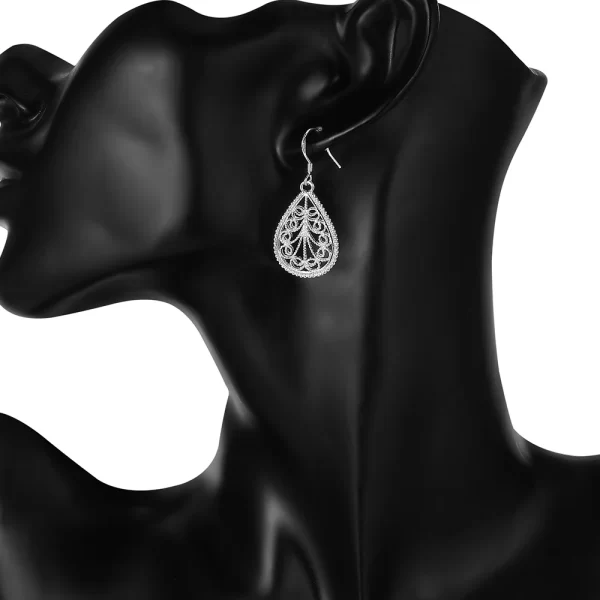 Fine 925 en argent sterling élégant motif de goutte d'eau pendentif collier boucle d'oreille pour les femmes de luxe mode fête de mariage ensembles de bijoux – Image 6