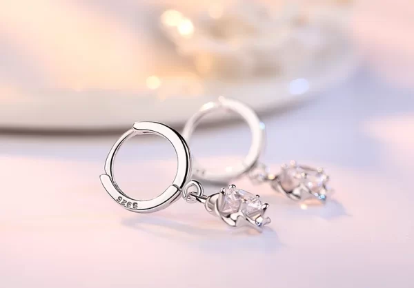 Boucles d'oreilles en argent Sterling 925, bijoux de haute qualité, motif rétro Simple, Zircon violet et blanc, offre spéciale – Image 7