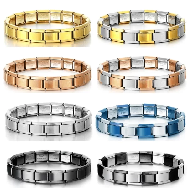 Bracelets à breloques italiens, chaîne de base, en acier inoxydable, Modules assemblés polyvalents, cadeau idéal, universel, 9mm, livraison directe – Image 3