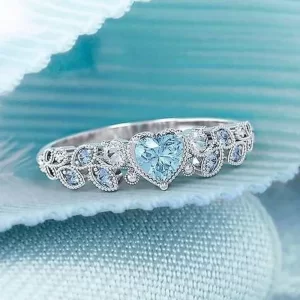 Bague de Fiançailles en Argent Élégante et Magnifique pour Femme Bijoux en Forme de Cœur, Noble Princesse, à la Mode