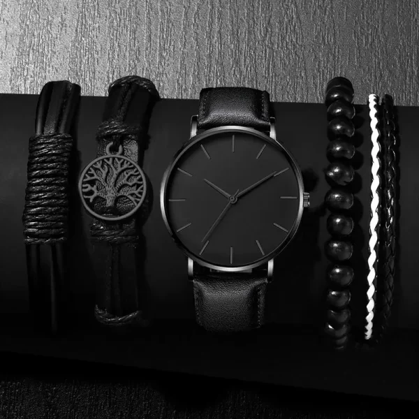 5 pièces ensemble mode hommes montres de sport homme d'affaires Quartz montre-Bracelet de luxe en cuir Bracelet hommes horloge décontractée montre