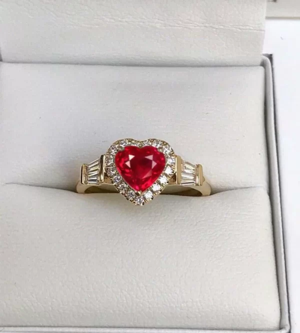 Bague en forme de cœur en or pour femme, élégante, noble, incrustée de blanc, matiques de mariage sur le charbon, bijoux de fiançailles, mariée, mode – Image 6