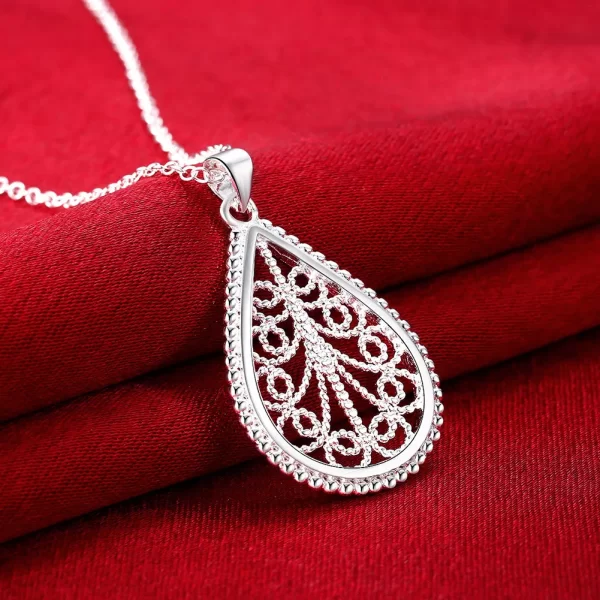 Fine 925 en argent sterling élégant motif de goutte d'eau pendentif collier boucle d'oreille pour les femmes de luxe mode fête de mariage ensembles de bijoux – Image 3