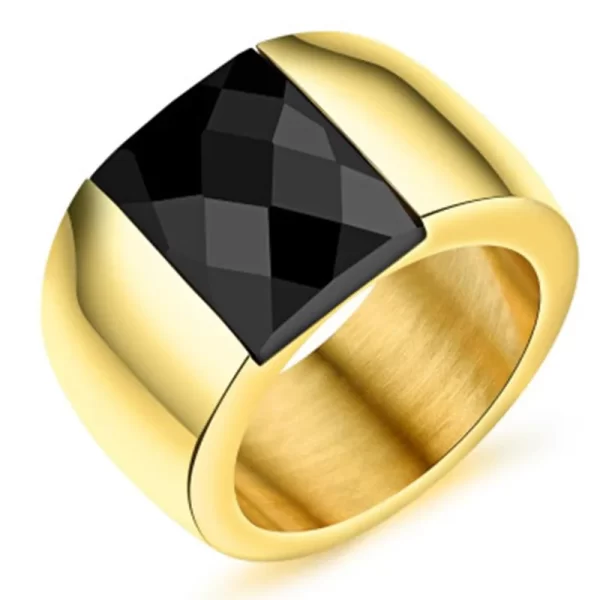 Bagues carrées chevalière pour hommes, Collection de Style Punk, couleur or, largeur, bague de motard, bijoux de fête de mariage, vente en gros – Image 2