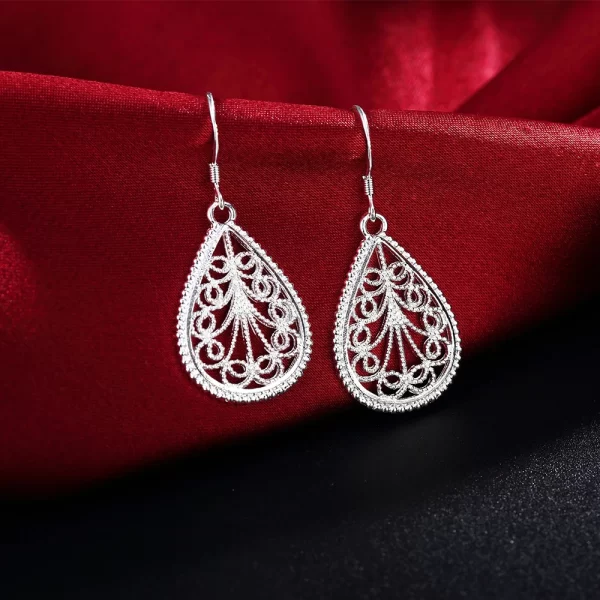 Fine 925 en argent sterling élégant motif de goutte d'eau pendentif collier boucle d'oreille pour les femmes de luxe mode fête de mariage ensembles de bijoux – Image 5