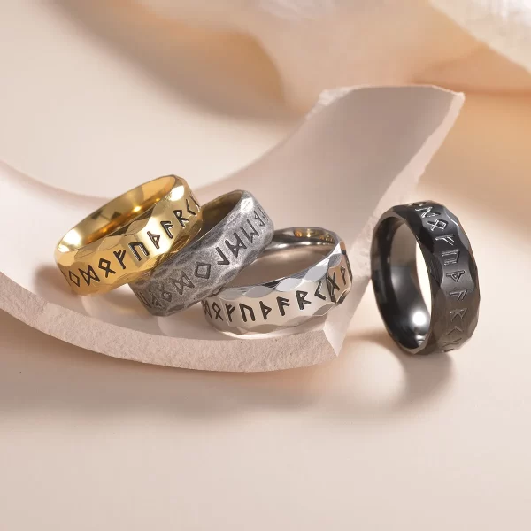 Bague Rune Viking  pour hommes et femmes en acier inoxydable – Image 2