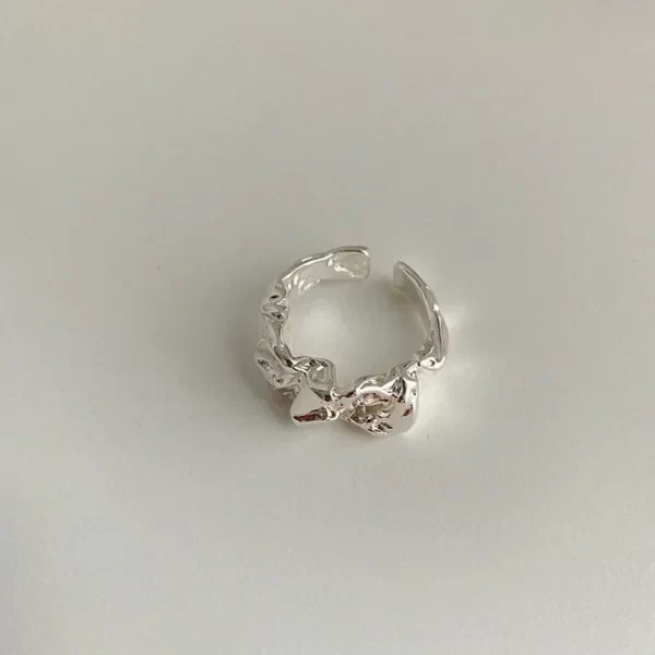 Bague ouverte géométrique irrégulière en métal argenté pour femme, bijoux de tempérament créatifs, cadeau de fête, nouvelle mode – Image 6