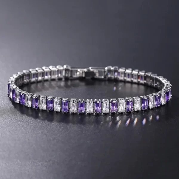 Bracelet de Tennis de luxe hip hop glacé en zircone cubique de 4mm, plaqué or et argent, chaîne unisexe, accessoire de bijoux pour femmes et hommes – Image 10