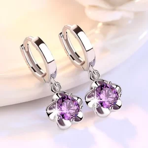Boucles d'oreilles en argent Sterling 925, bijoux de haute qualité, motif rétro Simple, Zircon violet et blanc, offre spéciale