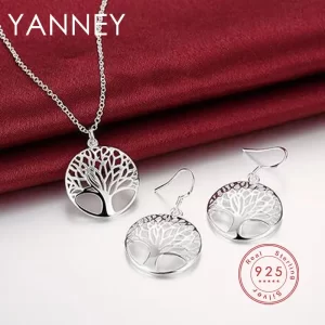 Ensemble de collier et boucles d'oreilles rondes en argent Sterling 925 pour femmes, ensemble de bijoux de mariage et de noël à la mode