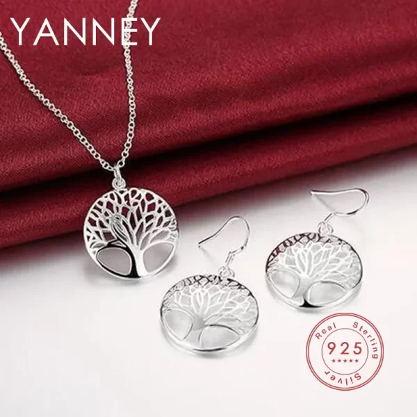 Ensemble de collier et boucles d'oreilles rondes en argent Sterling 925 pour femmes, ensemble de bijoux de mariage et de noël à la mode