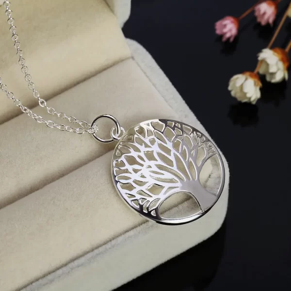 Ensemble de collier et boucles d'oreilles rondes en argent Sterling 925 pour femmes, ensemble de bijoux de mariage et de noël à la mode – Image 5