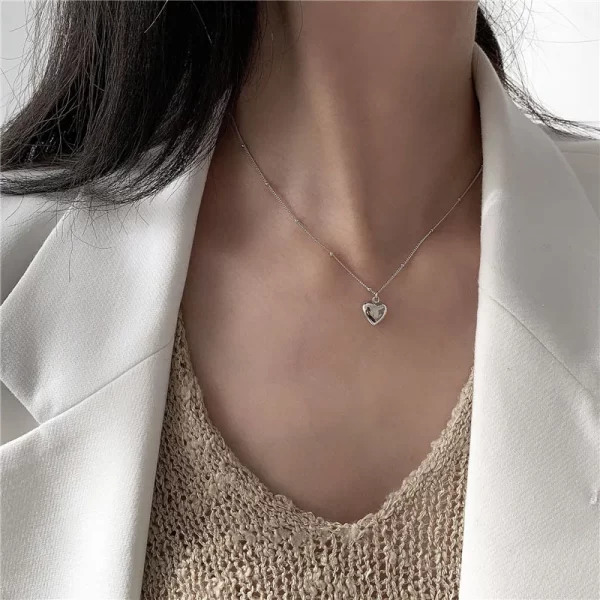 Chaîne de Cavicule pour Couple transfrontalier, géométrique en forme de cœur, léger, tempérament de luxe, Simple, doux, pendentif d'amour, collier, bijoux, nouvelle collection – Image 9