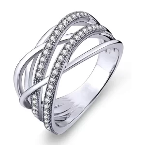Bague croisée en argent Sterling 925 pour femmes, cristal brillant CZ, mode moderne, bagues féminines, usage quotidien, bijoux de déclaration de fête