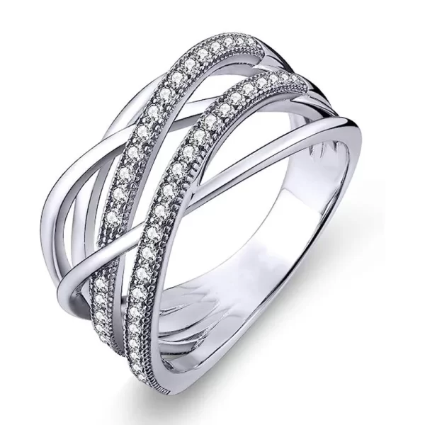 Bague croisée en argent Sterling 925 pour femmes, cristal brillant CZ, mode moderne, bagues féminines, usage quotidien, bijoux de déclaration de fête
