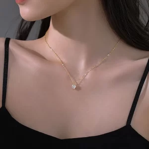 Collier Plaqué Argent Sterling 925 pour Femme, Polyvalent, Simple, Rotterdam, Kling, AAA, Zcomprend sur la Clavicule, Bijoux de Mariage, Vente en Gros, Chaud