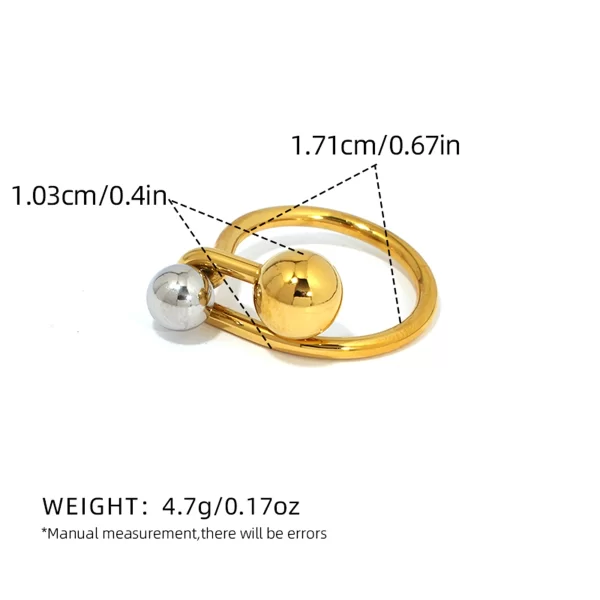 Classique 304 acier inoxydable exagéré deux boules anneau ouvert délicat 18K or PVD plaqué doigt bijoux à la mode colьца 2025 nouveau – Image 6