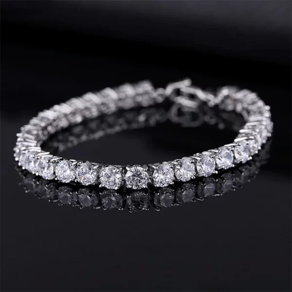 Bracelet de Tennis de luxe hip hop glacé en zircone cubique de 4mm, plaqué or et argent, chaîne unisexe, accessoire de bijoux pour femmes et hommes – Image 6