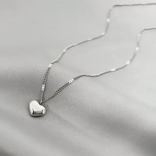 Chaîne de Cavicule pour Couple transfrontalier, géométrique en forme de cœur, léger, tempérament de luxe, Simple, doux, pendentif d'amour, collier, bijoux, nouvelle collection – Image 4