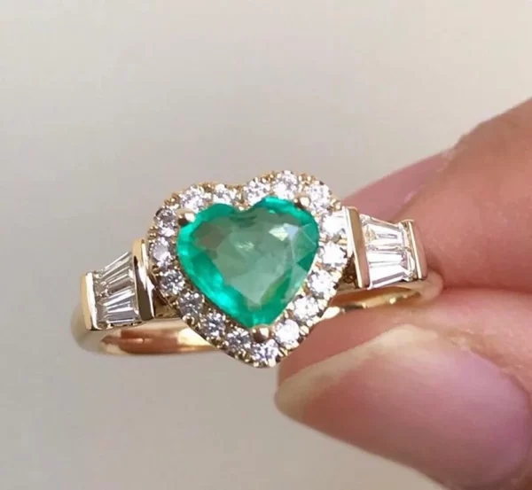 Bague en forme de cœur en or pour femme, élégante, noble, incrustée de blanc, matiques de mariage sur le charbon, bijoux de fiançailles, mariée, mode – Image 2