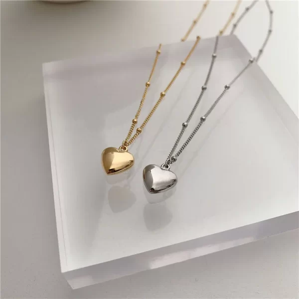Chaîne de Cavicule pour Couple transfrontalier, géométrique en forme de cœur, léger, tempérament de luxe, Simple, doux, pendentif d'amour, collier, bijoux, nouvelle collection – Image 7