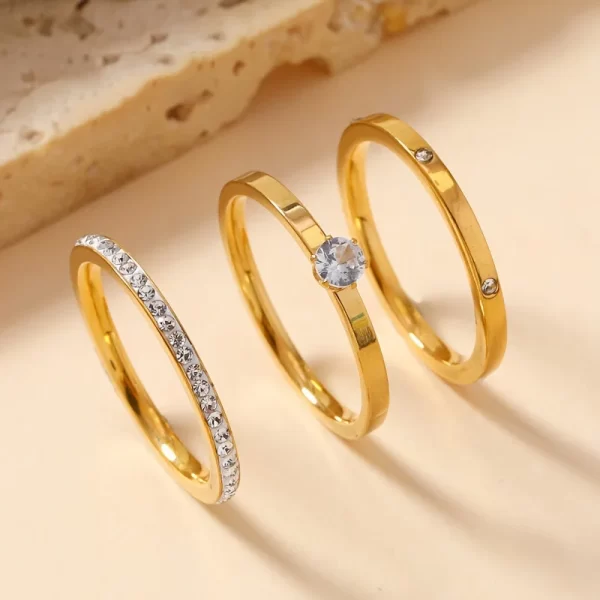 Ensemble de bagues en acier inoxydable 316L pour femmes, accessoire de bijoux de doigt en Zircon de luxe, tendance, nouvelle collection 2025 – Image 5