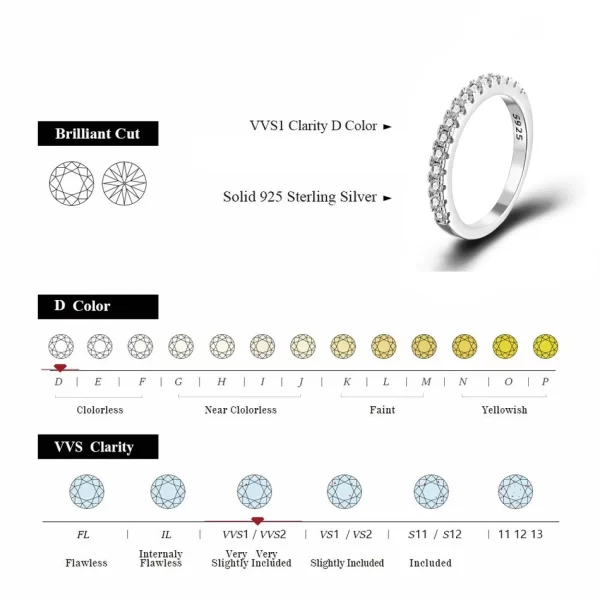 URMYLADY-Bague ronde en moissanite pour filles, bijoux de cocktail, argent regardé 925, or blanc, excellente coupe – Image 5