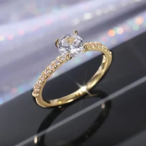 Bague ronde en cristal de zircone, Design classique à 4 griffes, simplicité, tempérament élégant, bijoux de fiançailles, de mariage, cadeaux pour femmes, 1 pièce