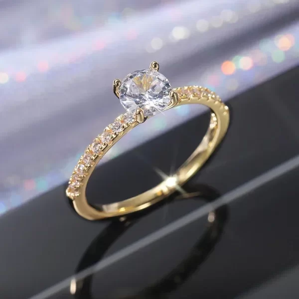 Bague ronde en cristal de zircone, Design classique à 4 griffes, simplicité, tempérament élégant, bijoux de fiançailles, de mariage, cadeaux pour femmes, 1 pièce
