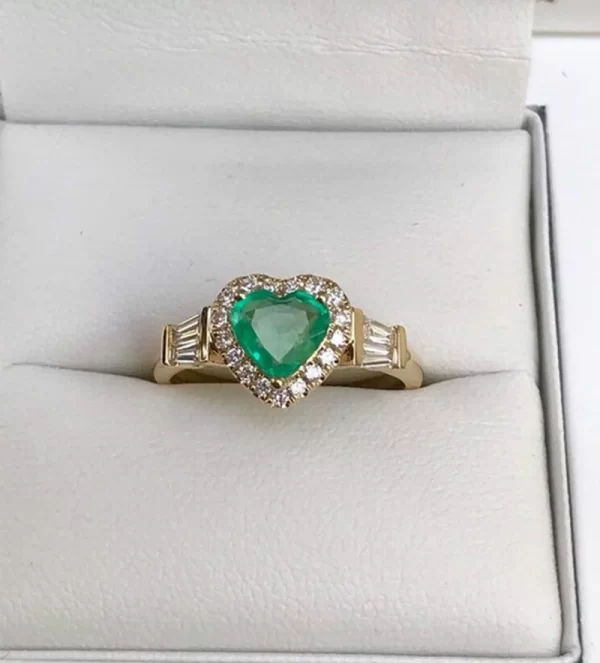 Bague en forme de cœur en or pour femme, élégante, noble, incrustée de blanc, matiques de mariage sur le charbon, bijoux de fiançailles, mariée, mode – Image 5