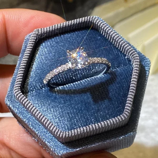 Bague ronde en cristal de zircone, Design classique à 4 griffes, simplicité, tempérament élégant, bijoux de fiançailles, de mariage, cadeaux pour femmes, 1 pièce – Image 5